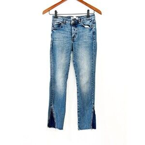 Zara Skinny Jeans Raw Hem Contrast Wedge Panel at Hems Size 4